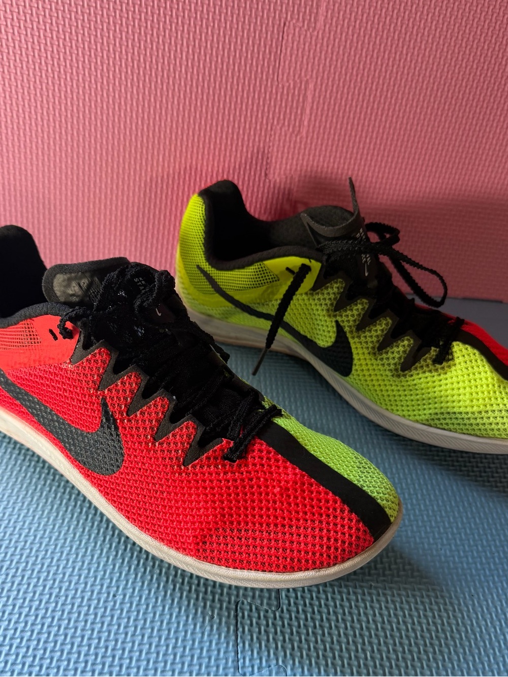 Nike Athletic Running Shoes - Neon Red & Neon Yellow